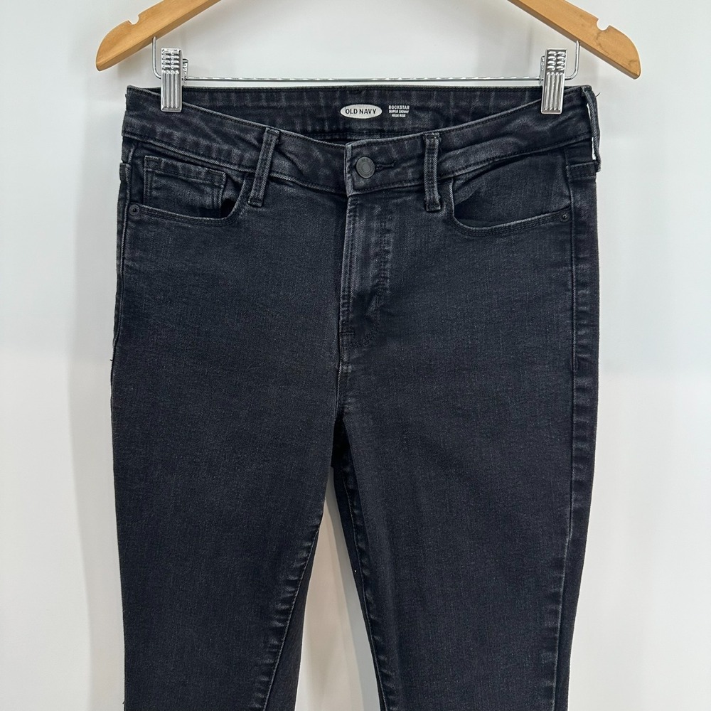 Old Navy Jeans Womens 8 Short Black High Rise Rockstar Super Skinny Everyday
